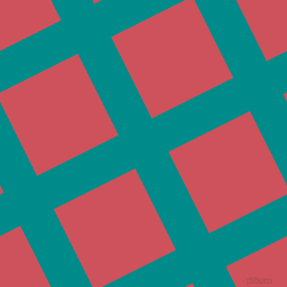 27/117 degree angle diagonal checkered chequered lines, 54 pixel lines width, 132 pixel square size, Dark Cyan and Mandy plaid checkered seamless tileable