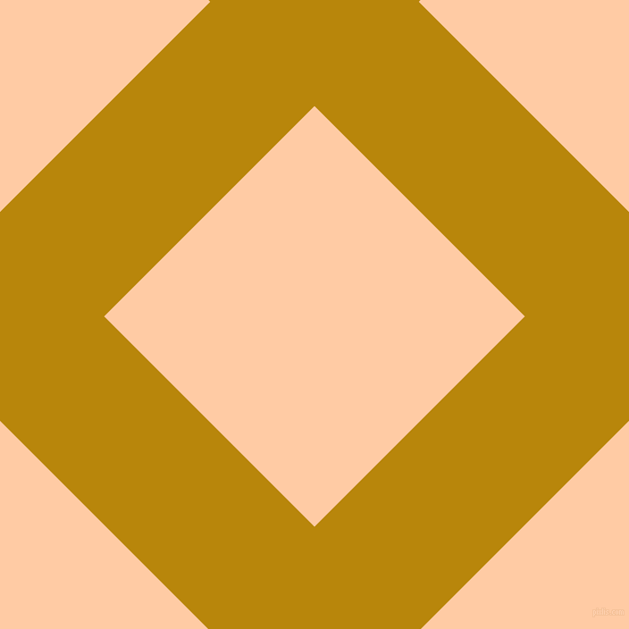 45/135 degree angle diagonal checkered chequered lines, 165 pixel line width, 333 pixel square size, Dark Goldenrod and Peach plaid checkered seamless tileable