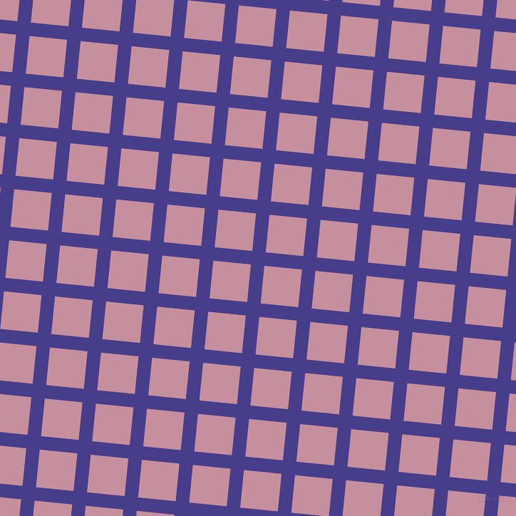 84/174 degree angle diagonal checkered chequered lines, 19 pixel lines width, 53 pixel square size, Dark Slate Blue and Viola plaid checkered seamless tileable