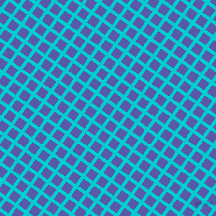 54/144 degree angle diagonal checkered chequered lines, 7 pixel line width, 19 pixel square size, Dark Turquoise and Rich Blue plaid checkered seamless tileable