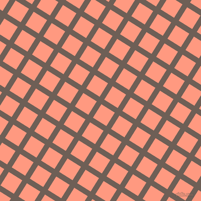 58/148 degree angle diagonal checkered chequered lines, 11 pixel lines width, 32 pixel square size, Dorado and Vivid Tangerine plaid checkered seamless tileable