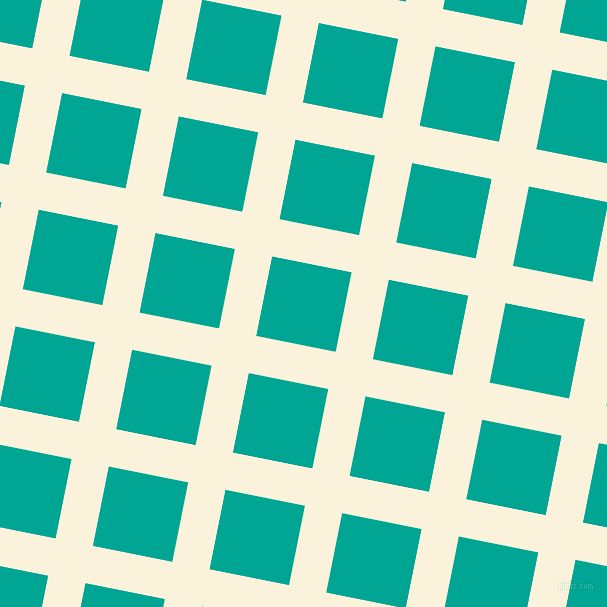 79/169 degree angle diagonal checkered chequered lines, 38 pixel lines width, 81 pixel square size, Early Dawn and Persian Green plaid checkered seamless tileable