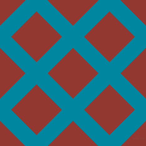 45/135 degree angle diagonal checkered chequered lines, 50 pixel line width, 115 pixel square size, Eastern Blue and Thunderbird plaid checkered seamless tileable