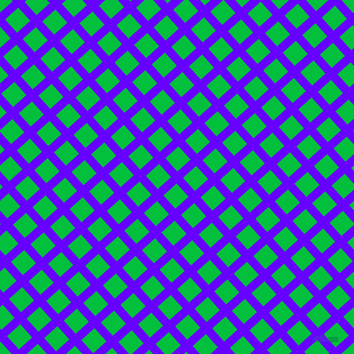 42/132 degree angle diagonal checkered chequered lines, 12 pixel lines width, 25 pixel square size, Electric Indigo and Dark Pastel Green plaid checkered seamless tileable