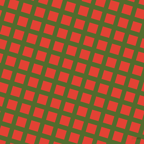 73/163 degree angle diagonal checkered chequered lines, 18 pixel line width, 37 pixel square size, Green Leaf and Cinnabar plaid checkered seamless tileable