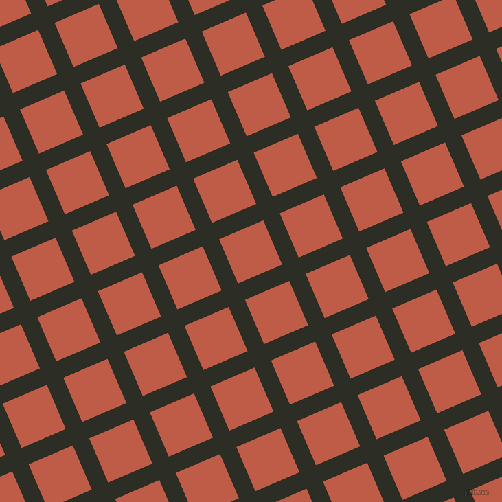 23/113 degree angle diagonal checkered chequered lines, 26 pixel lines width, 70 pixel square size, Green Waterloo and Flame Pea plaid checkered seamless tileable