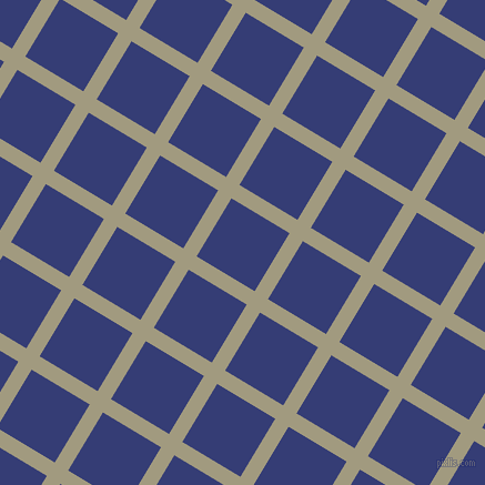 59/149 degree angle diagonal checkered chequered lines, 14 pixel line width, 61 pixel square size, Grey Olive and Torea Bay plaid checkered seamless tileable