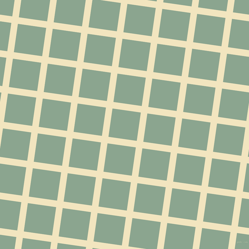 82/172 degree angle diagonal checkered chequered lines, 21 pixel line width, 91 pixel square size, Half Colonial White and Envy plaid checkered seamless tileable