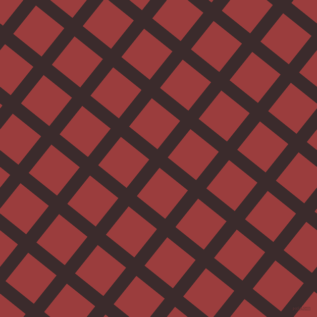51/141 degree angle diagonal checkered chequered lines, 26 pixel line width, 72 pixel square size, Havana and Mexican Red plaid checkered seamless tileable