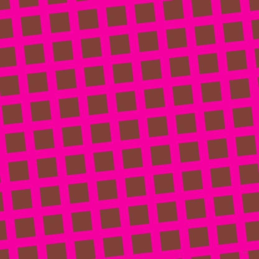 6/96 degree angle diagonal checkered chequered lines, 30 pixel line width, 62 pixel square size, Hollywood Cerise and Red Robin plaid checkered seamless tileable