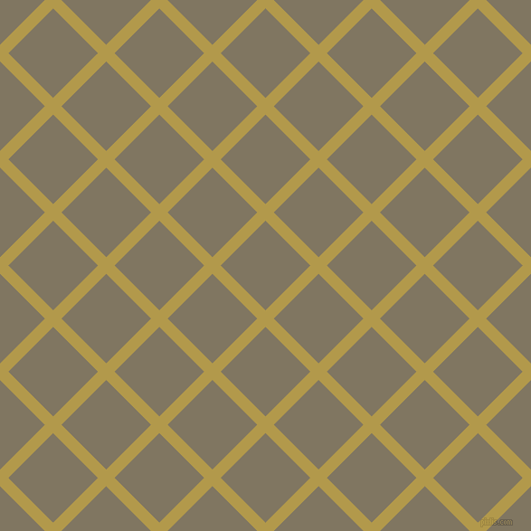 45/135 degree angle diagonal checkered chequered lines, 13 pixel lines width, 70 pixel square size, Husk and Stonewall plaid checkered seamless tileable