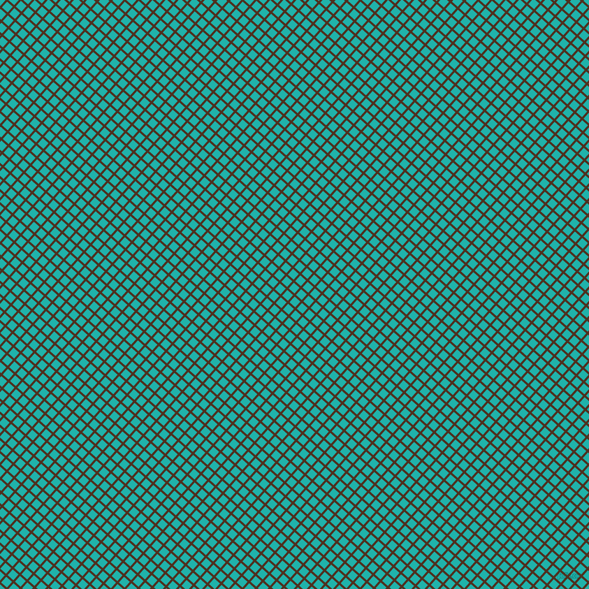 48/138 degree angle diagonal checkered chequered lines, 3 pixel lines width, 11 pixel square size, Indian Tan and Light Sea Green plaid checkered seamless tileable