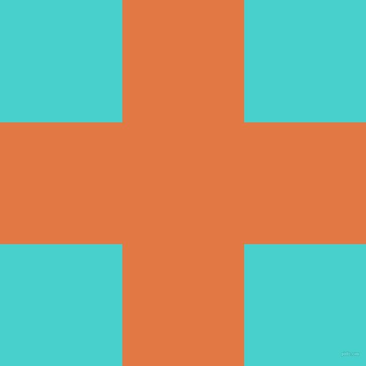checkered chequered horizontal vertical lines, 242 pixel lines width, 485 pixel square size, Jaffa and Medium Turquoise plaid checkered seamless tileable
