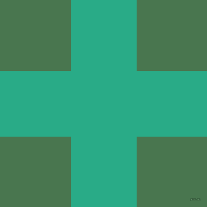checkered chequered horizontal vertical lines, 231 pixel line width, 495 pixel square size, Jungle Green and Killarney plaid checkered seamless tileable