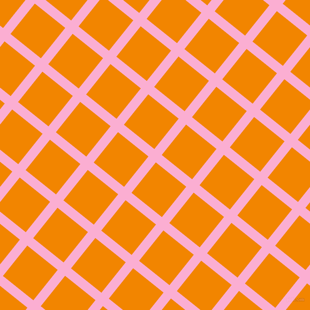 51/141 degree angle diagonal checkered chequered lines, 19 pixel line width, 78 pixel square size, Lavender Pink and Tangerine plaid checkered seamless tileable