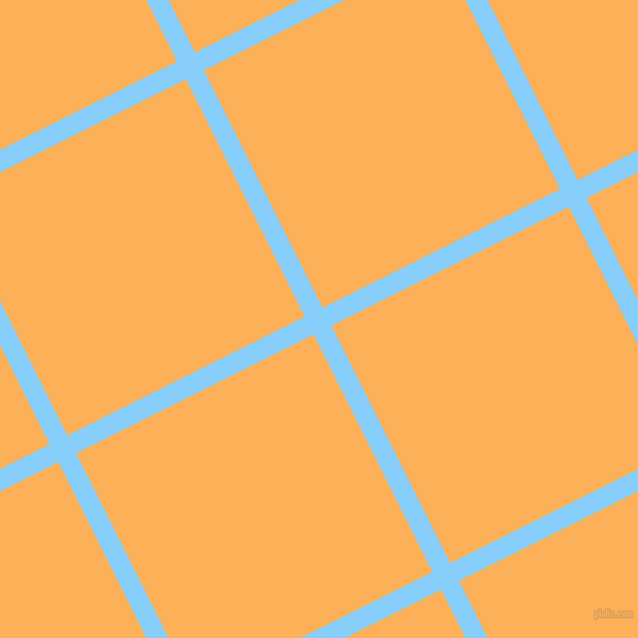 27/117 degree angle diagonal checkered chequered lines, 18 pixel lines width, 241 pixel square size, Light Sky Blue and Texas Rose plaid checkered seamless tileable