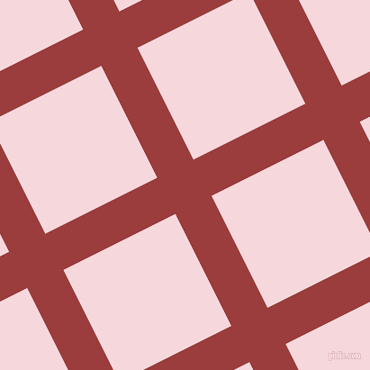 27/117 degree angle diagonal checkered chequered lines, 45 pixel line width, 139 pixel square size, Mexican Red and Cherub plaid checkered seamless tileable