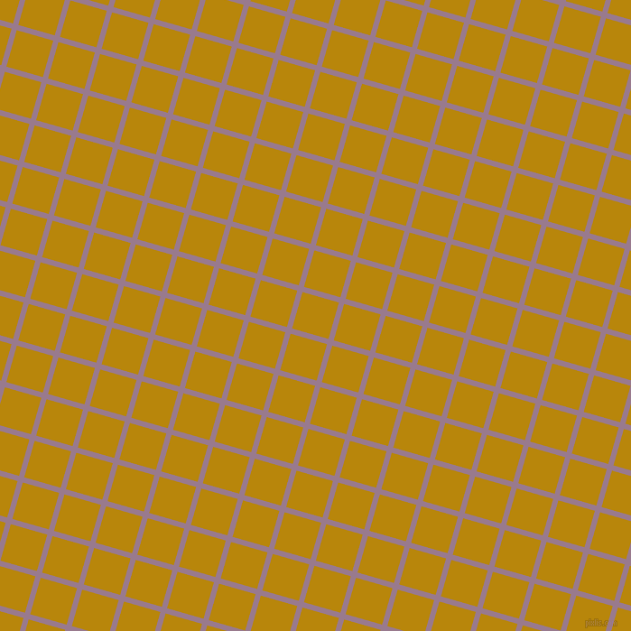 74/164 degree angle diagonal checkered chequered lines, 6 pixel line width, 42 pixel square size, Mountbatten Pink and Dark Goldenrod plaid checkered seamless tileable