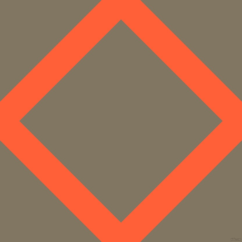45/135 degree angle diagonal checkered chequered lines, 94 pixel line width, 494 pixel square size, Outrageous Orange and Stonewall plaid checkered seamless tileable