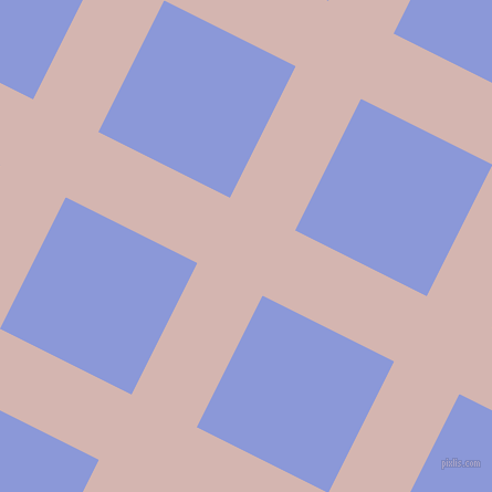 63/153 degree angle diagonal checkered chequered lines, 66 pixel line width, 133 pixel square size, Oyster Pink and Portage plaid checkered seamless tileable
