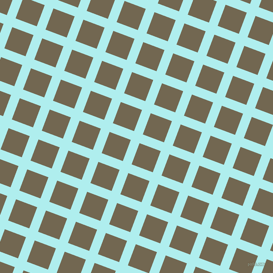69/159 degree angle diagonal checkered chequered lines, 19 pixel lines width, 46 pixel square size, Pale Turquoise and Coffee plaid checkered seamless tileable