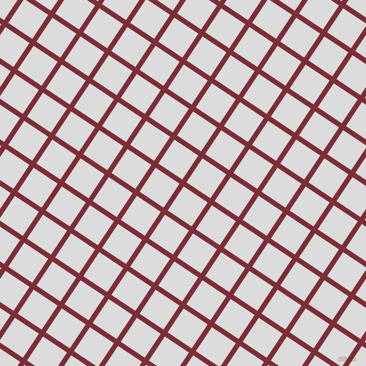 56/146 degree angle diagonal checkered chequered lines, 10 pixel line width, 58 pixel square size, Paprika and Gainsboro plaid checkered seamless tileable