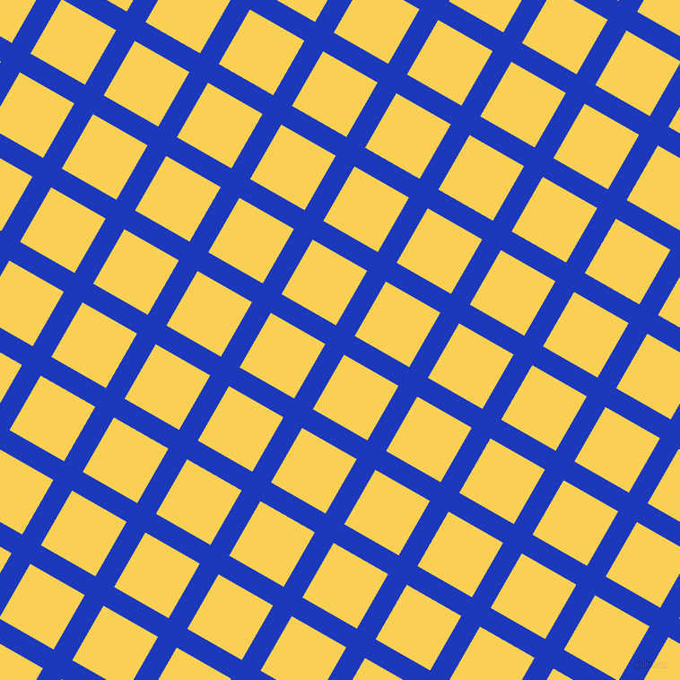 60/150 degree angle diagonal checkered chequered lines, 24 pixel line width, 70 pixel square size, Persian Blue and Kournikova plaid checkered seamless tileable
