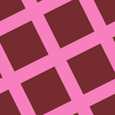 27/117 degree angle diagonal checkered chequered lines, 47 pixel line width, 134 pixel square size, Persian Pink and Tamarillo plaid checkered seamless tileable
