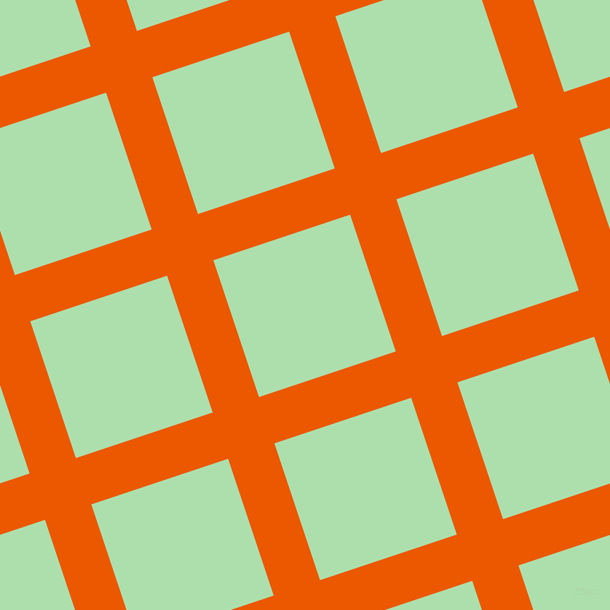 18/108 degree angle diagonal checkered chequered lines, 69 pixel line width, 204 pixel square size, Persimmon and Moss Green plaid checkered seamless tileable