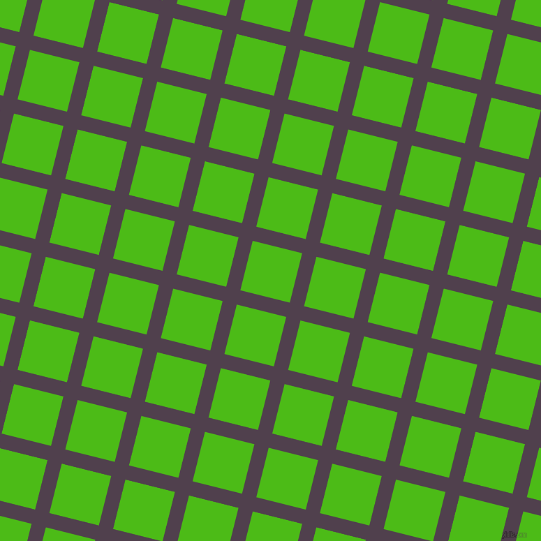 76/166 degree angle diagonal checkered chequered lines, 21 pixel lines width, 73 pixel square size, Purple Taupe and Kelly Green plaid checkered seamless tileable