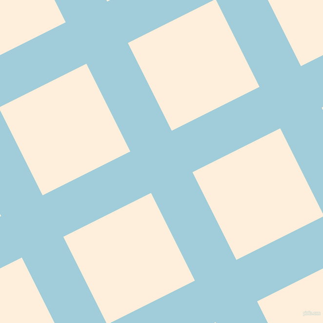 27/117 degree angle diagonal checkered chequered lines, 95 pixel lines width, 201 pixel square size, Regent St Blue and Forget Me Not plaid checkered seamless tileable
