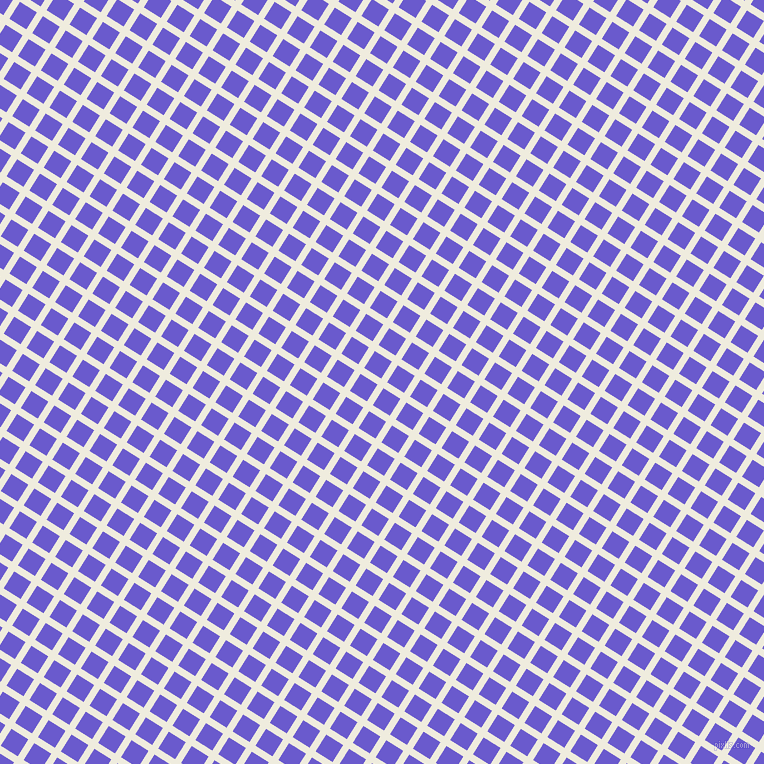 58/148 degree angle diagonal checkered chequered lines, 7 pixel line width, 20 pixel square size, Rice Cake and Slate Blue plaid checkered seamless tileable