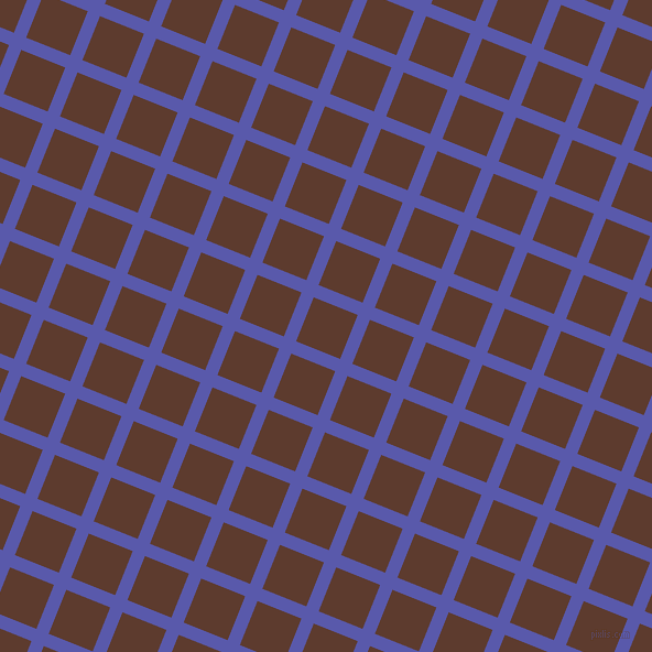 68/158 degree angle diagonal checkered chequered lines, 12 pixel line width, 43 pixel square size, Rich Blue and Cioccolato plaid checkered seamless tileable