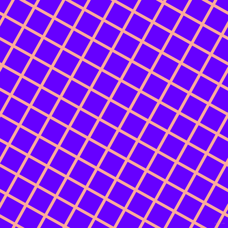 61/151 degree angle diagonal checkered chequered lines, 10 pixel lines width, 65 pixel square size, Rose Bud and Electric Indigo plaid checkered seamless tileable