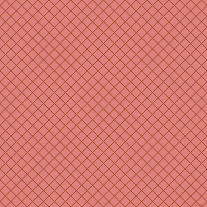45/135 degree angle diagonal checkered chequered lines, 3 pixel line width, 28 pixel square size, Rose Of Sharon and Sea Pink plaid checkered seamless tileable