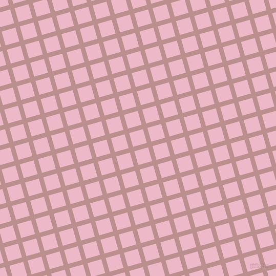 16/106 degree angle diagonal checkered chequered lines, 9 pixel lines width, 28 pixel square size, Rosy Brown and Chantilly plaid checkered seamless tileable