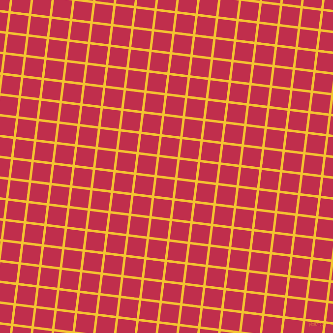 83/173 degree angle diagonal checkered chequered lines, 5 pixel lines width, 37 pixel square size, Saffron and Old Rose plaid checkered seamless tileable