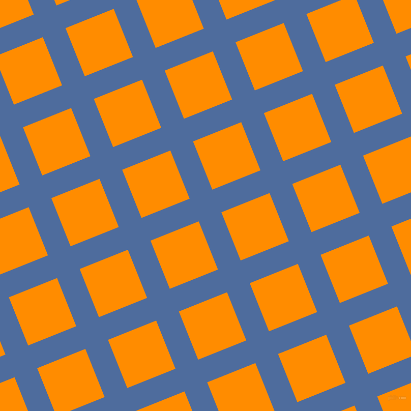 22/112 degree angle diagonal checkered chequered lines, 48 pixel lines width, 102 pixel square size, San Marino and Dark Orange plaid checkered seamless tileable