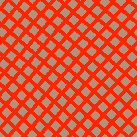 48/138 degree angle diagonal checkered chequered lines, 12 pixel lines width, 25 pixel square size, Scarlet and Sandrift plaid checkered seamless tileable