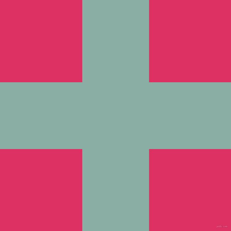 checkered chequered horizontal vertical lines, 216 pixel line width, 531 pixel square size, Sea Nymph and Cerise plaid checkered seamless tileable