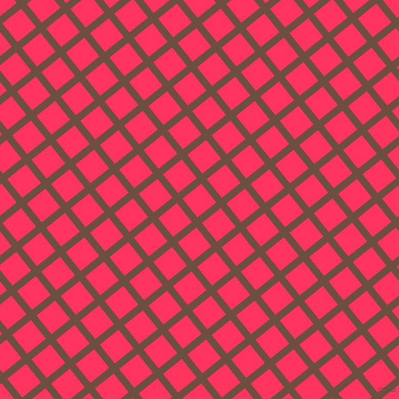39/129 degree angle diagonal checkered chequered lines, 14 pixel line width, 47 pixel square size, Spice and Radical Red plaid checkered seamless tileable