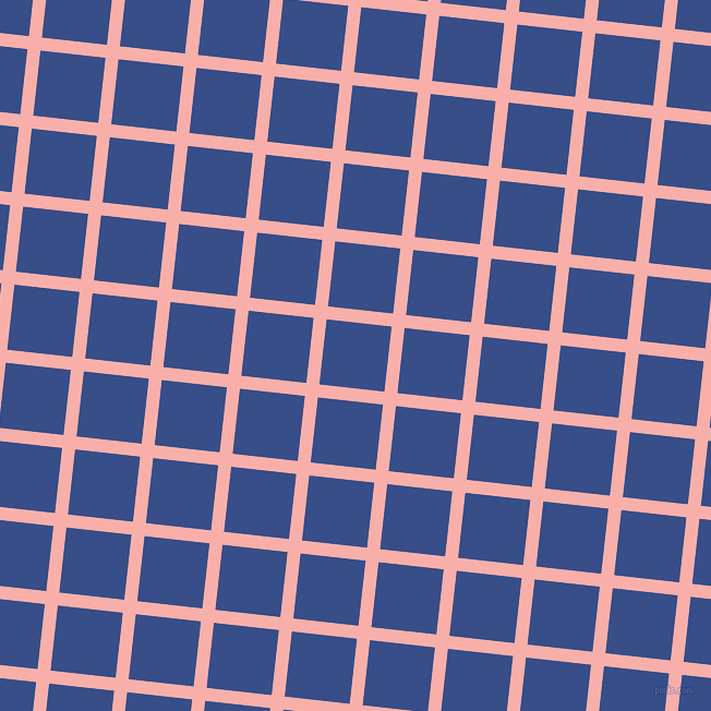 84/174 degree angle diagonal checkered chequered lines, 12 pixel line width, 60 pixel square size, Sundown and Tory Blue plaid checkered seamless tileable
