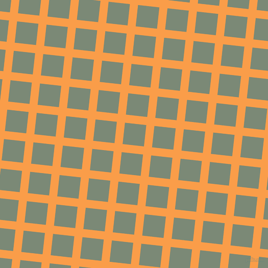 84/174 degree angle diagonal checkered chequered lines, 16 pixel line width, 42 pixel square size, Sunshade and Spanish Green plaid checkered seamless tileable
