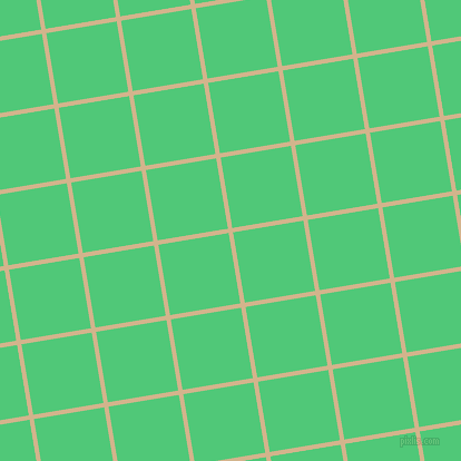 9/99 degree angle diagonal checkered chequered lines, 4 pixel line width, 64 pixel square size, Tan and Emerald plaid checkered seamless tileable