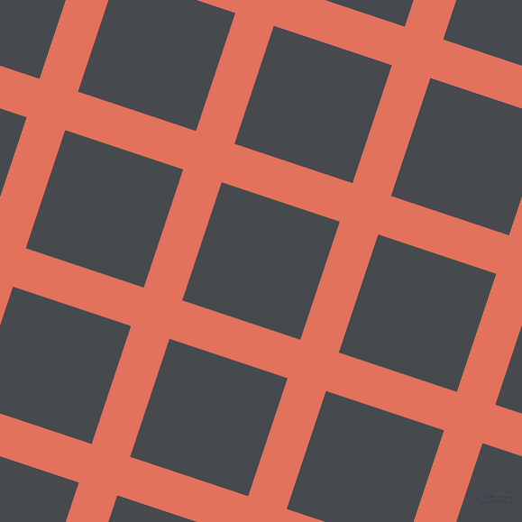 72/162 degree angle diagonal checkered chequered lines, 45 pixel lines width, 138 pixel square size, Terra Cotta and Tuna plaid checkered seamless tileable