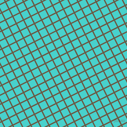 27/117 degree angle diagonal checkered chequered lines, 4 pixel lines width, 22 pixel square size, Tobacco Brown and Medium Turquoise plaid checkered seamless tileable