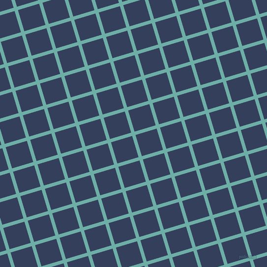 17/107 degree angle diagonal checkered chequered lines, 7 pixel line width, 45 pixel square size, Tradewind and Gulf Blue plaid checkered seamless tileable