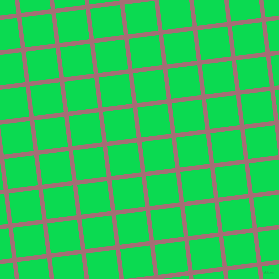 7/97 degree angle diagonal checkered chequered lines, 17 pixel line width, 115 pixel square size, Turkish Rose and Malachite plaid checkered seamless tileable