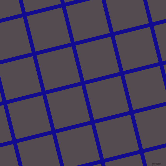 14/104 degree angle diagonal checkered chequered lines, 16 pixel line width, 151 pixel square size, Ultramarine and Liver plaid checkered seamless tileable