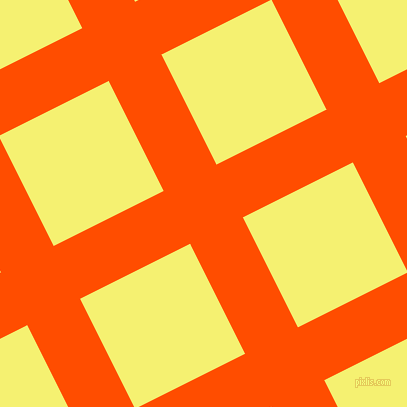 27/117 degree angle diagonal checkered chequered lines, 59 pixel lines width, 123 pixel square size, Vermilion and Dolly plaid checkered seamless tileable